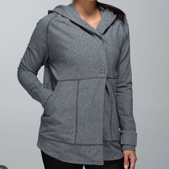Lululemon Find Your Centre Wrap Heather Speckled In Gray & Black Hoodie Size 10 - Picture 1 of 9